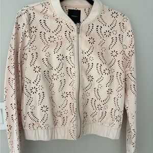 Forever 21 Pink Eyelet Bomber Jacket